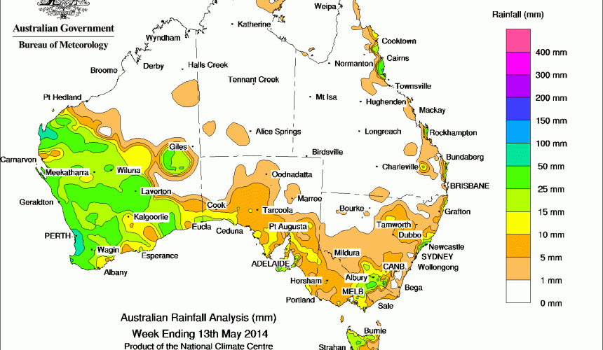 Weekly rainfall wrap, week ending 13 May 2014