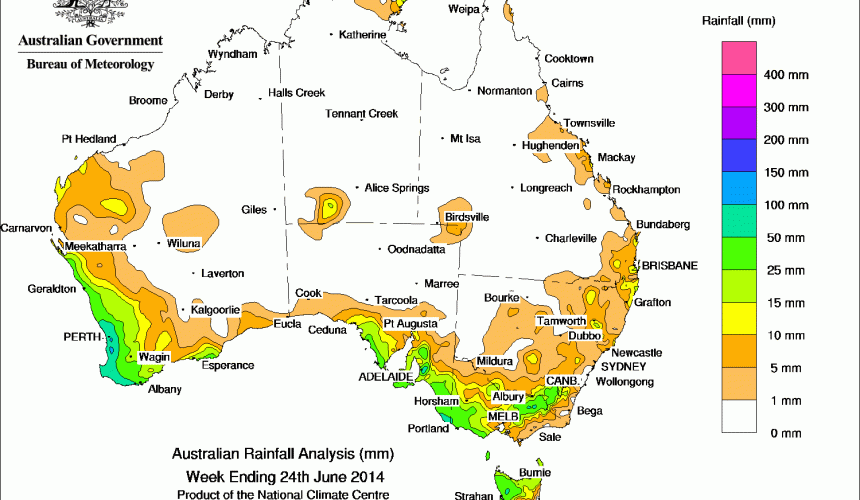 Weekly rainfall wrap, week ending 24 June 2014