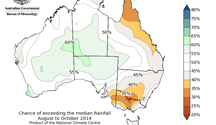 Seasonal climate outlook for Aug-Oct 2014 (+ Video)