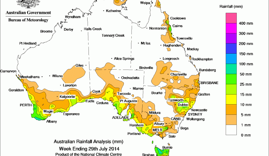 Weekly rainfall wrap, week ending 29 Jul 2014