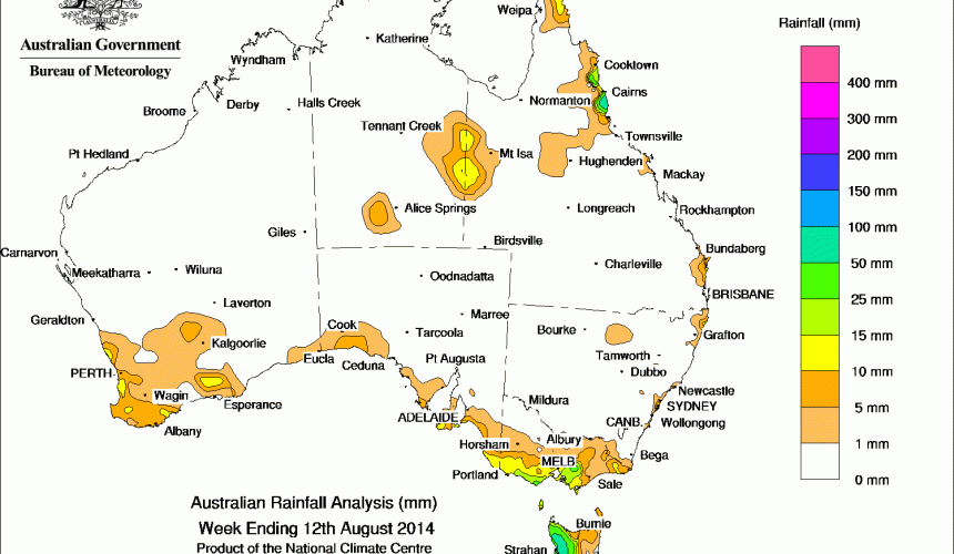 Weekly rainfall wrap, week ending 12 Aug 2014