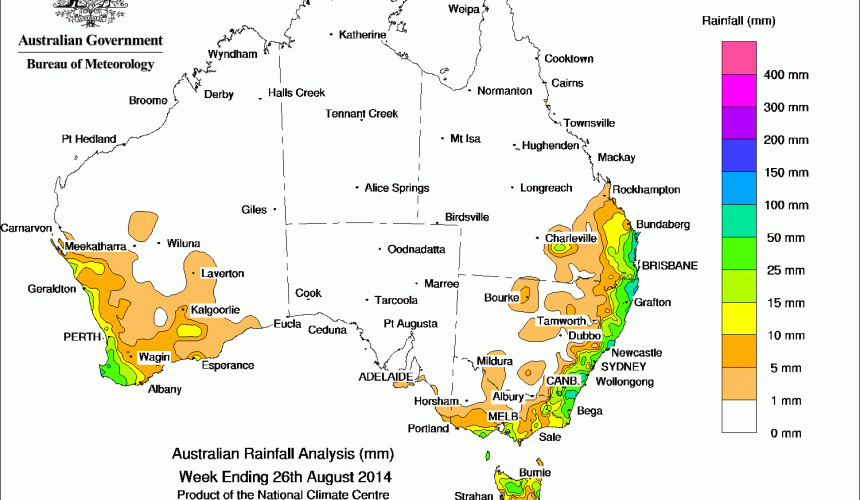 Weekly rainfall wrap: Week ending 26 Aug 2014