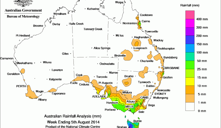 Weekly rainfall wrap, week ending 5 Aug 2014