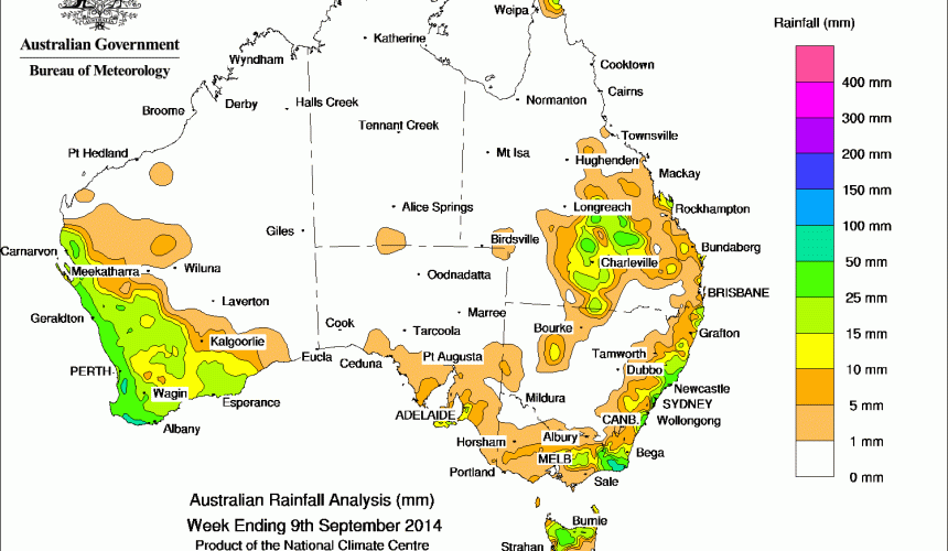 Weekly rainfall wrap, week ending 9 Sep 2014