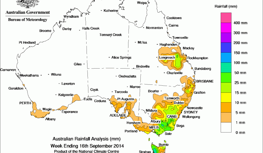 Weekly rainfall wrap, week ending 16 Sep 2014