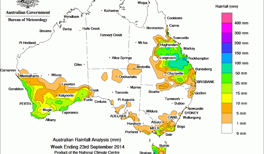 Weekly rainfall wrap, week ending 23 Sep 2014