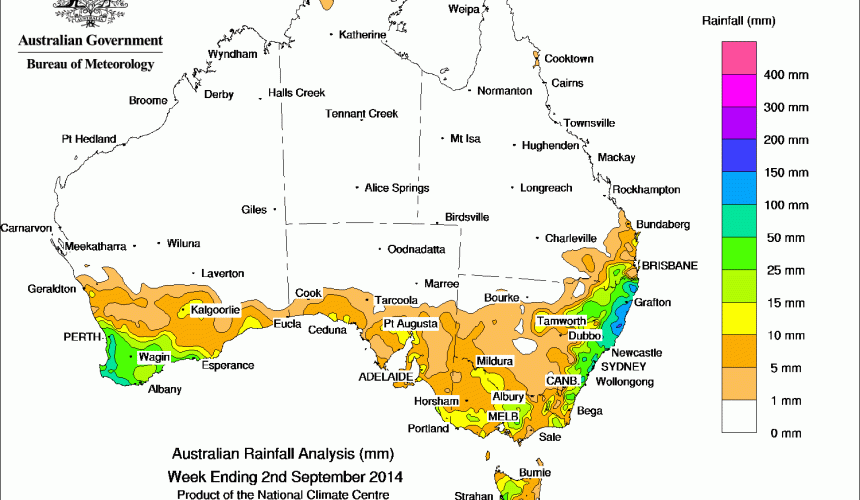 Weekly rainfall wrap, week ending 2 Sep 2014