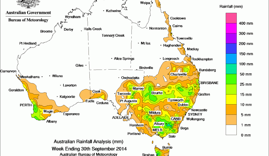 Weekly rainfall wrap, week ending 30 Sep 2014