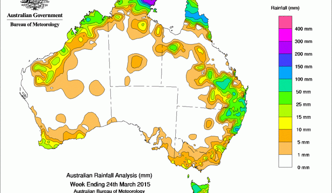 Weekly rainfall wrap, week ending 24 Mar 2015