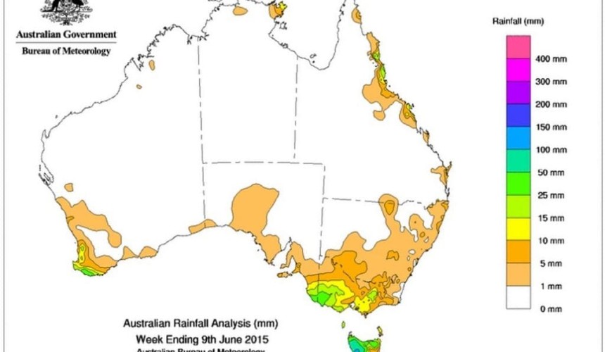 Weekly rainfall update to 9 June 2015