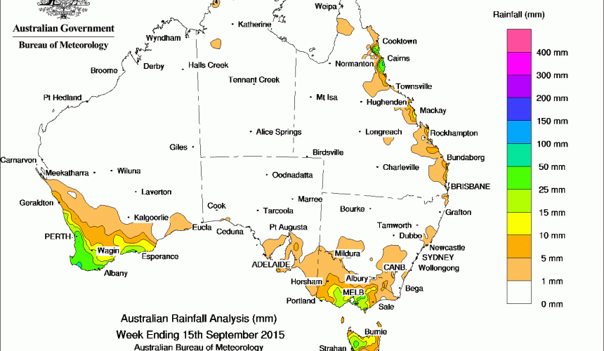 Weekly rainfall wrap, week ending 15 Sep 2015