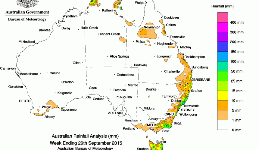 Weekly rainfall wrap, week ending 29 Sep 2015