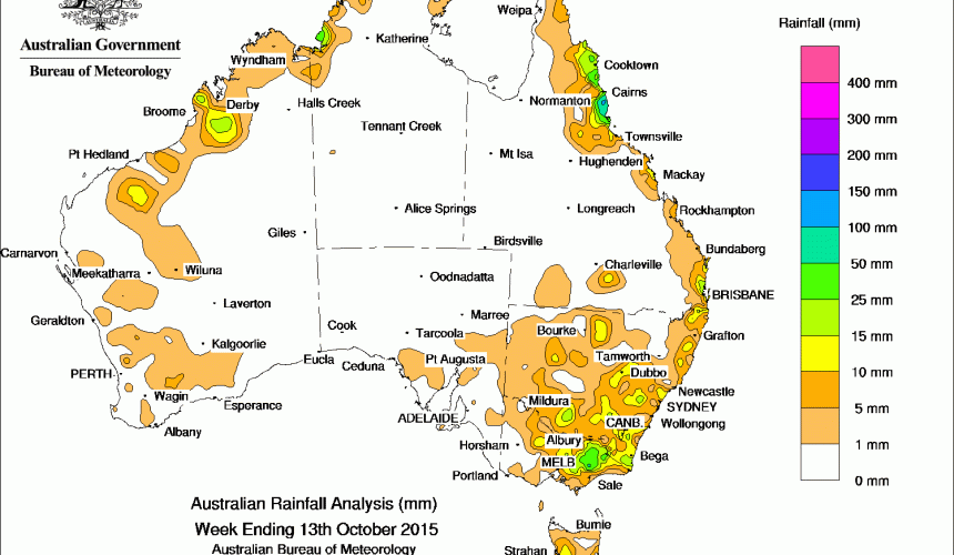 Weekly rainfall wrap, week ending 13 Oct 2015