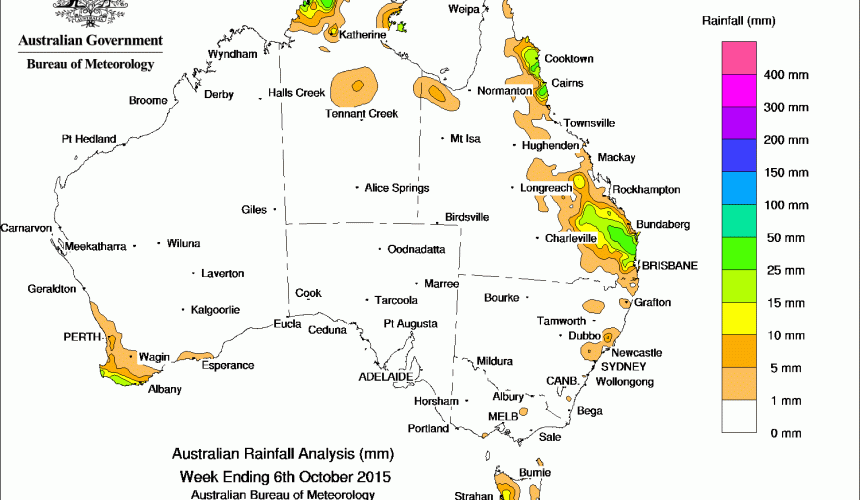 Weekly rainfall wrap, week ending 6 oct 2015
