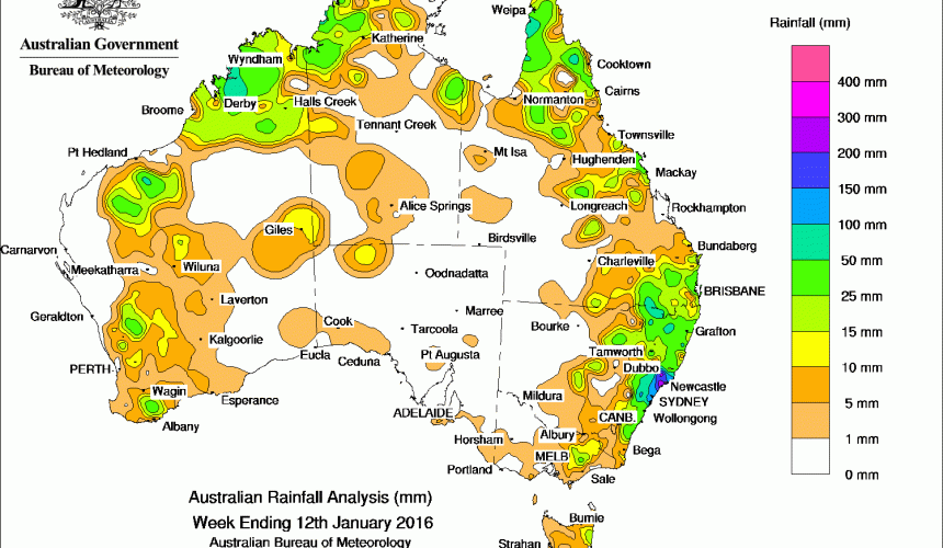 Weekly rainfall wrap, week ending 13 Jan 2016