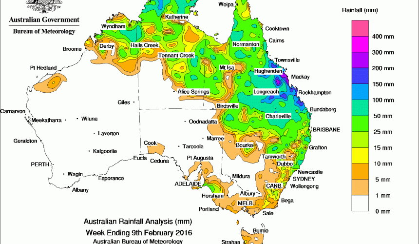 Weekly rainfall wrap, week ending 9 Feb 2016