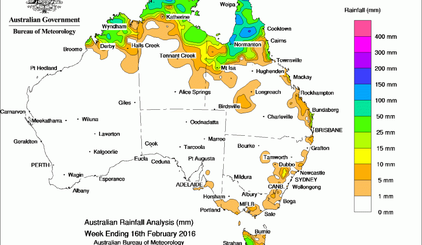 Weekly rainfall wrap, week ending 16 Feb 2016