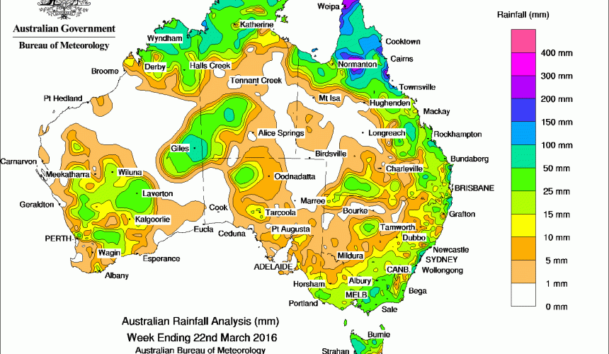 Weekly rainfall wrap, week ending 22 Mar 2016