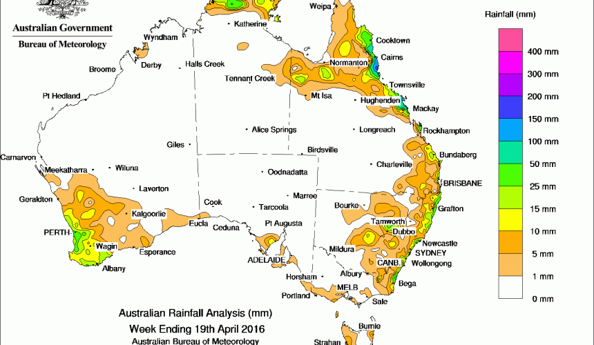 Weekly rainfall wrap, week ending 19 Apr 2016