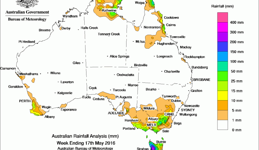 Weekly rainfall wrap: Week ending 17 May 2016