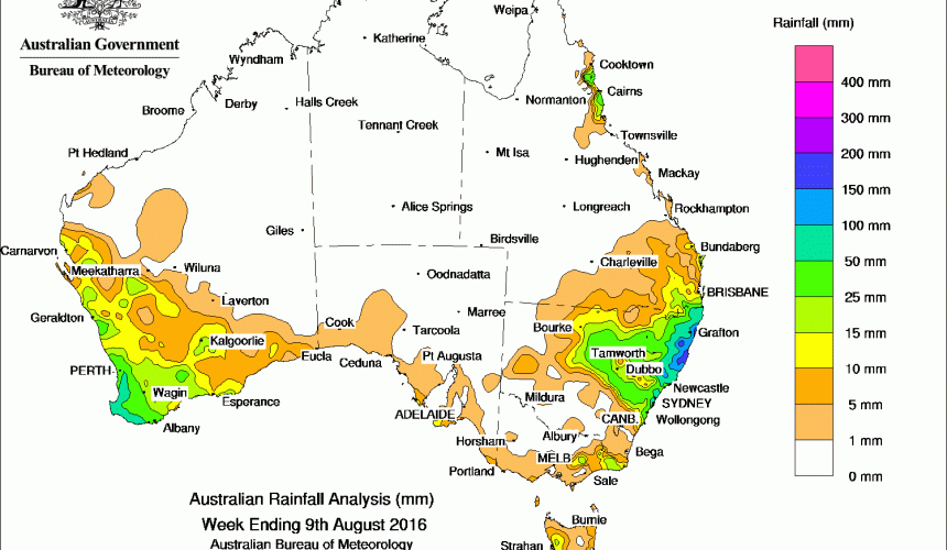 Weekly rainfall wrap + 14 day outlook, 10 Aug 2016