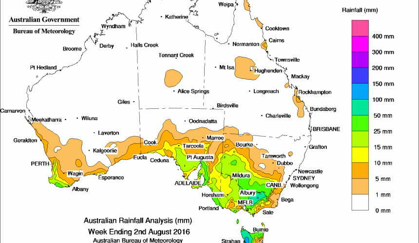 Weekly rainfall wrap + 14 day outlook, 3 Aug 2016
