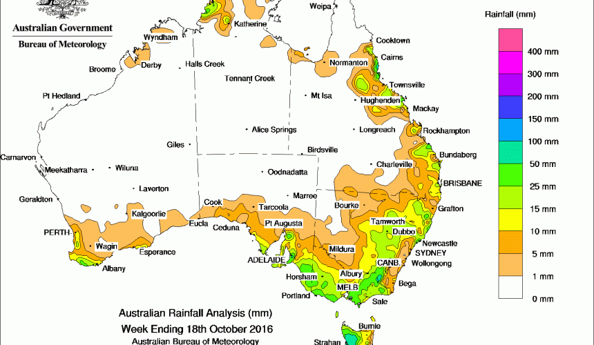 Weekly rainfall wrap + 14 day outlook, 19 Oct 2016