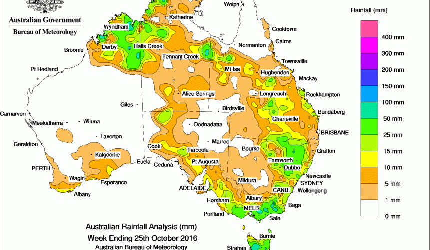 Weekly rainfall wrap + 14 day outlook, 26 Oct 2016