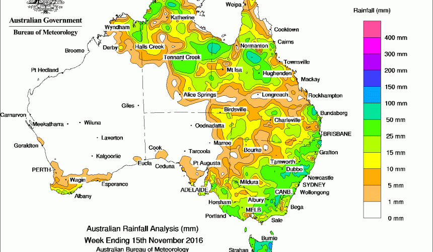Weekly rainfall wrap + 14 day outlook, 16 Nov 2016