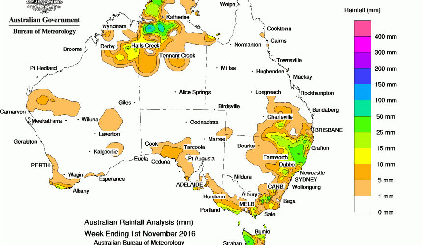 Weekly rainfall wrap + 14 day outlook, 2 Nov 2016