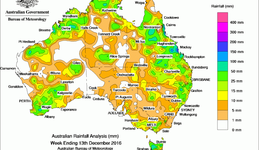 Weekly rainfall wrap + 14 day outlook, 14 Dec 2016