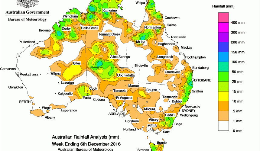 Weekly rainfall wrap + 14 day outlook, 7 Dec 2016