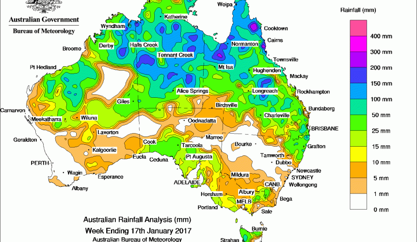 Weekly rainfall wrap + 14 day outlook, 18 Jan 2017