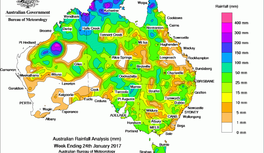 Weekly rainfall wrap + 14 day outlook, 25 Jan 2017