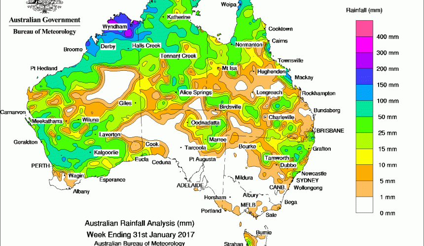 Weekly rainfall wrap + 14 day outlook, 1 Feb 2017