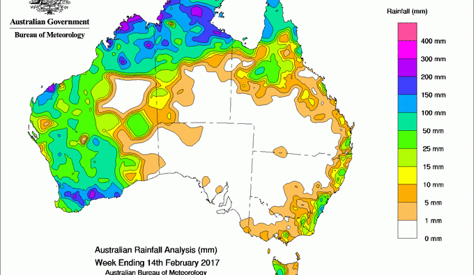 Weekly rainfall wrap + 14 day outlook, 15 Feb 2017