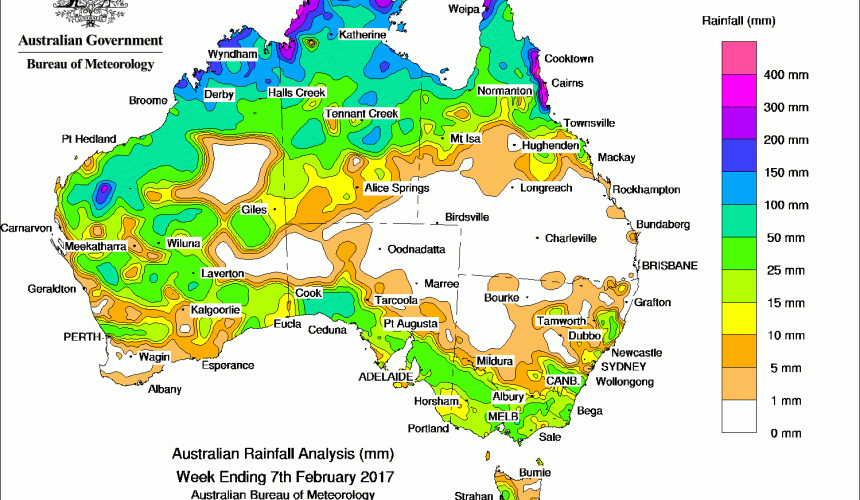 Weekly rainfall wrap + 14 day outlook, 8 Feb 2017