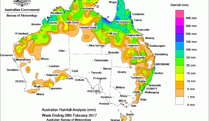 Weekly rainfall wrap + 14 day outlook, 1 Mar 2017