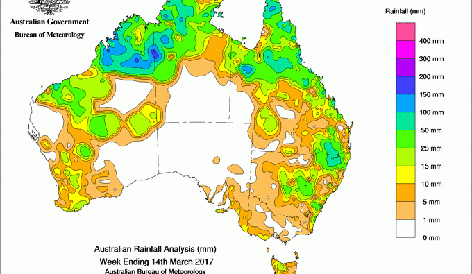 Weekly rainfall wrap + 14 day outlook, 15 Mar 2017