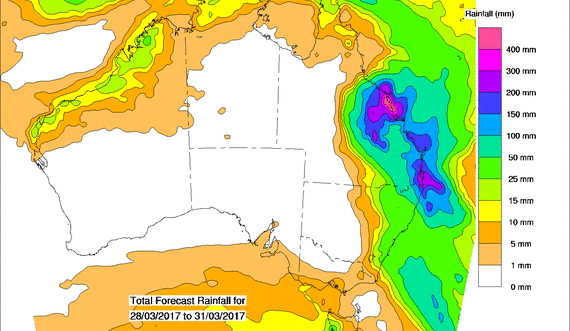 Debbie on track to bring rain to eastern Qld, NSW