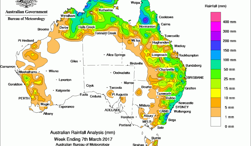 Weekly rainfall wrap + 14 day outlook, 8 Mar 2017