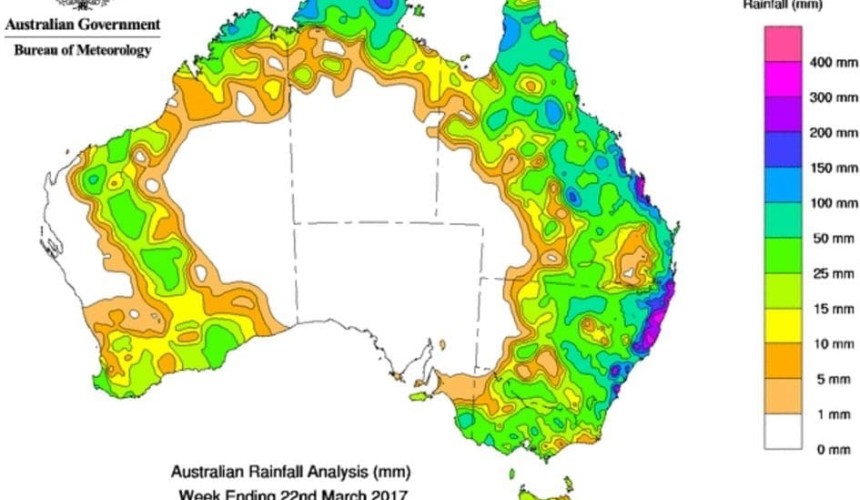 Weekly rainfall wrap + 14 day outlook, 22 Mar 2017