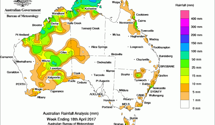 Weekly rainfall wrap + 14 day outlook, 19 Apr 2017