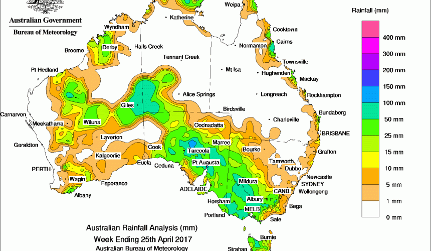 Weekly rainfall wrap + 14 day outlook, 27 Apr 2017