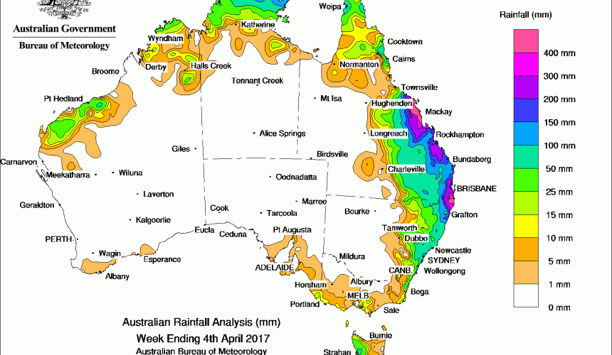 Weekly rainfall wrap + 14 day outlook, 5 Apr 2017