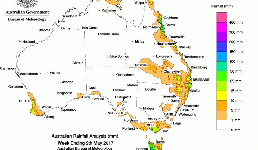 Weekly rainfall wrap + 14 day outlook, 10 May 2017