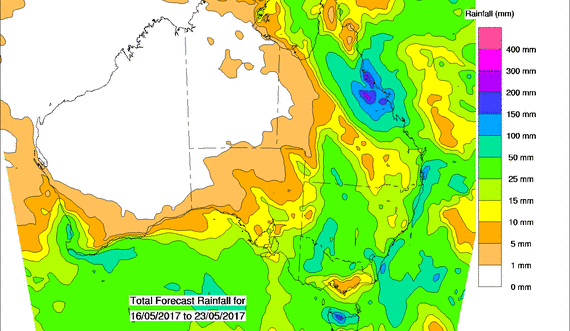Widespread rainfall forecast for eastern Australia