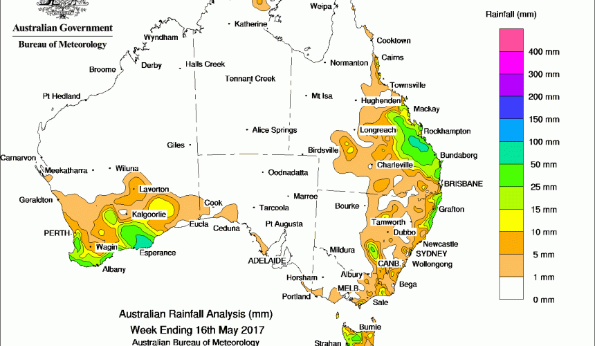 Weekly rainfall wrap + 14 day outlook, 17 May 2017