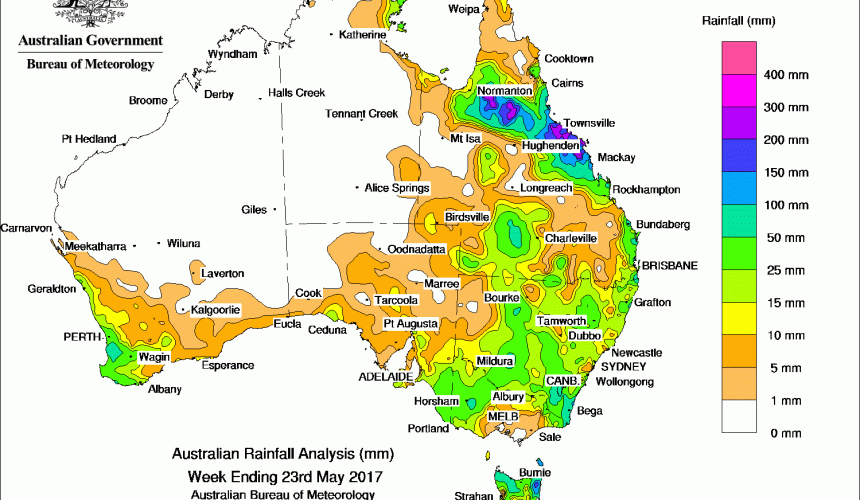 Weekly rainfall wrap + 14 day outlook, 24 May 2017