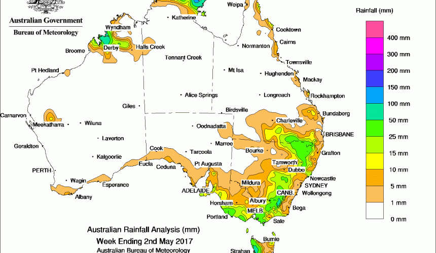 Weekly rainfall wrap + 14 day outlook, 3 May 2017